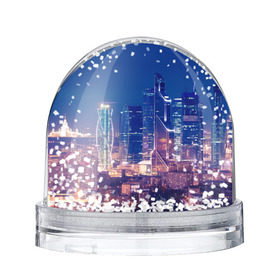 Снежный шар с принтом Ночная Москва , Пластик | Изображение внутри шара печатается на глянцевой фотобумаге с двух сторон | город | москва сити | пейзаж