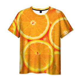 Мужская футболка 3D с принтом Апельсины , 100% полиэфир | прямой крой, круглый вырез горловины, длина до линии бедер | апельсин | долька | цитрус