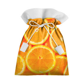 Подарочный 3D мешок с принтом Апельсины , 100% полиэстер | Размер: 29*39 см | апельсин | долька | цитрус