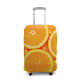 Чехол для чемодана 3D с принтом Апельсины , 86% полиэфир, 14% спандекс | двустороннее нанесение принта, прорези для ручек и колес | апельсин | долька | цитрус