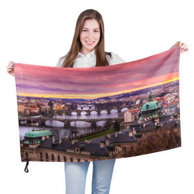 Флаг 3D с принтом Прага (Чехия) , 100% полиэстер | плотность ткани — 95 г/м2, размер — 67 х 109 см. Принт наносится с одной стороны | czech republic | europe | prague | европа | ес | каникулы | мосты | отпуск | прага | туризм | хоккей | чехия