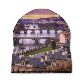 Шапка 3D с принтом Прага (Чехия) , 100% полиэстер | универсальный размер, печать по всей поверхности изделия | czech republic | europe | prague | европа | ес | каникулы | мосты | отпуск | прага | туризм | хоккей | чехия