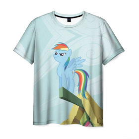 Мужская футболка 3D с принтом Rainbow , 100% полиэфир | прямой крой, круглый вырез горловины, длина до линии бедер | my little pony | луна | пинки пай | пони | рарити | рейнбоу дэш | селестия | сумеречная искорка | флаттершай | эплджек