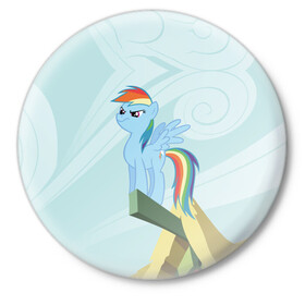 Значок с принтом Rainbow ,  металл | круглая форма, металлическая застежка в виде булавки | Тематика изображения на принте: my little pony | луна | пинки пай | пони | рарити | рейнбоу дэш | селестия | сумеречная искорка | флаттершай | эплджек