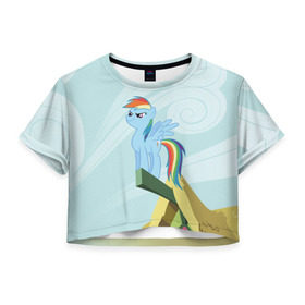 Женская футболка 3D укороченная с принтом Rainbow , 100% полиэстер | круглая горловина, длина футболки до линии талии, рукава с отворотами | my little pony | луна | пинки пай | пони | рарити | рейнбоу дэш | селестия | сумеречная искорка | флаттершай | эплджек