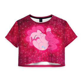 Женская футболка 3D укороченная с принтом Пирожок , 100% полиэстер | круглая горловина, длина футболки до линии талии, рукава с отворотами | my little pony | луна | пинки пай | пони | рарити | рейнбоу дэш | селестия | сумеречная искорка | флаттершай | эплджек