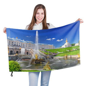 Флаг 3D с принтом Петергоф , 100% полиэстер | плотность ткани — 95 г/м2, размер — 67 х 109 см. Принт наносится с одной стороны | russia | saint petersburg | интеллигенция | культурная столица | мосты | нева | петергоф | питер | россия | санкт петербург | фантаны | финский залив | хипстер