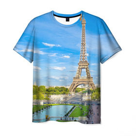 Мужская футболка 3D с принтом Париж , 100% полиэфир | прямой крой, круглый вырез горловины, длина до линии бедер | france | paris | париж | франция | эйфелева башня