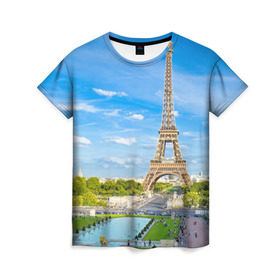 Женская футболка 3D с принтом Париж , 100% полиэфир ( синтетическое хлопкоподобное полотно) | прямой крой, круглый вырез горловины, длина до линии бедер | france | paris | париж | франция | эйфелева башня