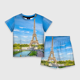 Детский костюм с шортами 3D с принтом Париж ,  |  | france | paris | париж | франция | эйфелева башня