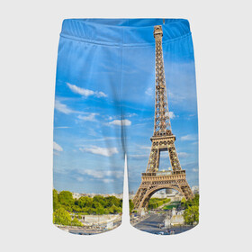 Детские спортивные шорты 3D с принтом Париж ,  100% полиэстер
 | пояс оформлен широкой мягкой резинкой, ткань тянется
 | france | paris | париж | франция | эйфелева башня