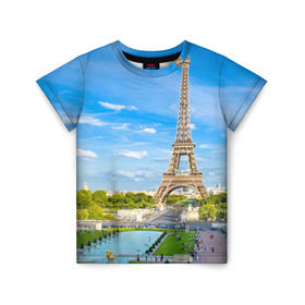 Детская футболка 3D с принтом Париж , 100% гипоаллергенный полиэфир | прямой крой, круглый вырез горловины, длина до линии бедер, чуть спущенное плечо, ткань немного тянется | france | paris | париж | франция | эйфелева башня
