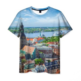 Мужская футболка 3D с принтом Рига , 100% полиэфир | прямой крой, круглый вырез горловины, длина до линии бедер | Тематика изображения на принте: latvia | riga | европа | евросоюз | ес | латвия | отпуск | путешествия | рига | туризм