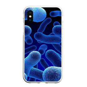 Чехол для iPhone XS Max матовый с принтом Молекула , Силикон | Область печати: задняя сторона чехла, без боковых панелей | медицина | микроб | молекула | синяя