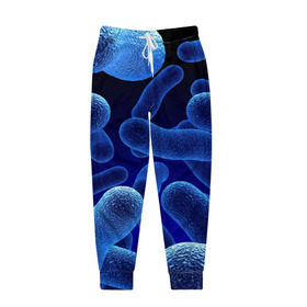 Мужские брюки 3D с принтом Молекула , 100% полиэстер | манжеты по низу, эластичный пояс регулируется шнурком, по бокам два кармана без застежек, внутренняя часть кармана из мелкой сетки | медицина | микроб | молекула | синяя