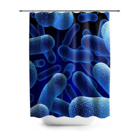 Штора 3D для ванной с принтом Молекула , 100% полиэстер | плотность материала — 100 г/м2. Стандартный размер — 146 см х 180 см. По верхнему краю — пластиковые люверсы для креплений. В комплекте 10 пластиковых колец | медицина | микроб | молекула | синяя