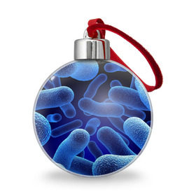 Ёлочный шар с принтом Молекула , Пластик | Диаметр: 77 мм | медицина | микроб | молекула | синяя