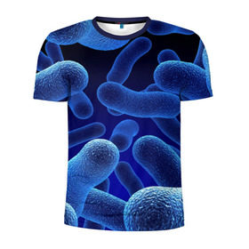 Мужская футболка 3D спортивная с принтом Молекула , 100% полиэстер с улучшенными характеристиками | приталенный силуэт, круглая горловина, широкие плечи, сужается к линии бедра | медицина | микроб | молекула | синяя