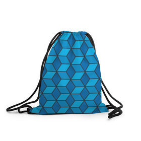 Рюкзак-мешок 3D с принтом Blue cube , 100% полиэстер | плотность ткани — 200 г/м2, размер — 35 х 45 см; лямки — толстые шнурки, застежка на шнуровке, без карманов и подкладки | Тематика изображения на принте: кубы | паттерн | синий
