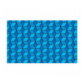 Бумага для упаковки 3D с принтом Blue cube , пластик и полированная сталь | круглая форма, металлическое крепление в виде кольца | Тематика изображения на принте: кубы | паттерн | синий