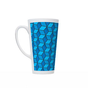 Кружка Латте с принтом Blue cube , Белая керамика | Объем 480 мл; Высота 150 мм; Диаметр 90 мм | кубы | паттерн | синий
