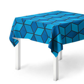 Скатерть 3D с принтом Blue cube , 100% полиэстер (ткань не мнется и не растягивается) | Размер: 150*150 см | Тематика изображения на принте: кубы | паттерн | синий