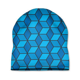 Шапка 3D с принтом Blue cube , 100% полиэстер | универсальный размер, печать по всей поверхности изделия | кубы | паттерн | синий