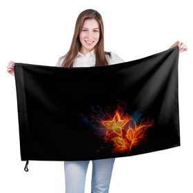 Флаг 3D с принтом Огненный цветок , 100% полиэстер | плотность ткани — 95 г/м2, размер — 67 х 109 см. Принт наносится с одной стороны | огненный | огонь | пламя | цветок | цветы