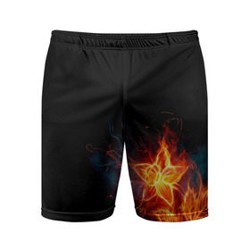 Мужские шорты 3D спортивные с принтом Огненный цветок ,  |  | огненный | огонь | пламя | цветок | цветы