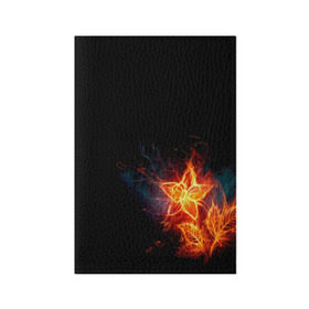 Обложка для паспорта матовая кожа с принтом Огненный цветок , натуральная матовая кожа | размер 19,3 х 13,7 см; прозрачные пластиковые крепления | Тематика изображения на принте: огненный | огонь | пламя | цветок | цветы