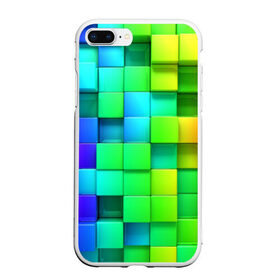 Чехол для iPhone 7Plus/8 Plus матовый с принтом Кубики , Силикон | Область печати: задняя сторона чехла, без боковых панелей | квадраты | кубики | радуга | разноцветные