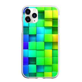 Чехол для iPhone 11 Pro Max матовый с принтом Кубики , Силикон |  | квадраты | кубики | радуга | разноцветные