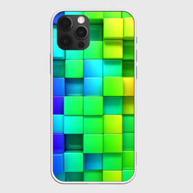 Чехол для iPhone 12 Pro Max с принтом Кубики , Силикон |  | Тематика изображения на принте: квадраты | кубики | радуга | разноцветные