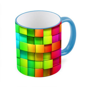 Кружка 3D с принтом Кубики , керамика | ёмкость 330 мл | квадраты | кубики | радуга | разноцветные