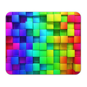 Коврик прямоугольный с принтом Кубики , натуральный каучук | размер 230 х 185 мм; запечатка лицевой стороны | квадраты | кубики | радуга | разноцветные