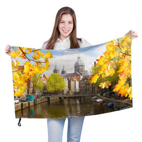 Флаг 3D с принтом Amsterdam , 100% полиэстер | плотность ткани — 95 г/м2, размер — 67 х 109 см. Принт наносится с одной стороны | нидерланды | пейзаж