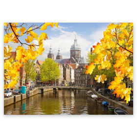 Поздравительная открытка с принтом Amsterdam , 100% бумага | плотность бумаги 280 г/м2, матовая, на обратной стороне линовка и место для марки
 | нидерланды | пейзаж
