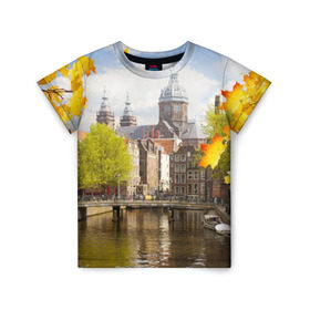 Детская футболка 3D с принтом Amsterdam , 100% гипоаллергенный полиэфир | прямой крой, круглый вырез горловины, длина до линии бедер, чуть спущенное плечо, ткань немного тянется | нидерланды | пейзаж