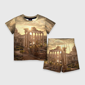 Детский костюм с шортами 3D с принтом Рим ,  |  | europe | italy | rome | vatican | архитектура | ватикан | европа | италия | папа римский | развалины | рим | руины