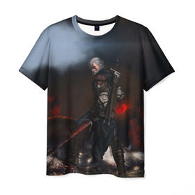 Мужская футболка 3D с принтом Dark , 100% полиэфир | прямой крой, круглый вырез горловины, длина до линии бедер | gerald | wild hunt | witcher | ведьмак | геральд | дикая охота | цири