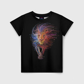 Детская футболка 3D с принтом Лев , 100% гипоаллергенный полиэфир | прямой крой, круглый вырез горловины, длина до линии бедер, чуть спущенное плечо, ткань немного тянется | leon | арт | зверь | лев | рисунок | царь