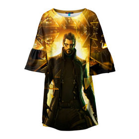 Детское платье 3D с принтом Deus Ex , 100% полиэстер | прямой силуэт, чуть расширенный к низу. Круглая горловина, на рукавах — воланы | deus ex | human revolution | mankind divided | адам дженсен | деус экс