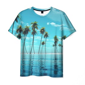 Мужская футболка 3D с принтом Фиджи , 100% полиэфир | прямой крой, круглый вырез горловины, длина до линии бедер | Тематика изображения на принте: архипелаг | загар | каникулы | королевство | море | остров | отдых | отпуск | пальмы | песок | рай | солнце | тихий океан | туризм | фиджи