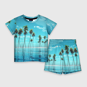 Детский костюм с шортами 3D с принтом Фиджи ,  |  | архипелаг | загар | каникулы | королевство | море | остров | отдых | отпуск | пальмы | песок | рай | солнце | тихий океан | туризм | фиджи