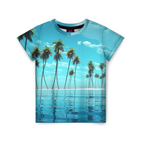 Детская футболка 3D с принтом Фиджи , 100% гипоаллергенный полиэфир | прямой крой, круглый вырез горловины, длина до линии бедер, чуть спущенное плечо, ткань немного тянется | архипелаг | загар | каникулы | королевство | море | остров | отдых | отпуск | пальмы | песок | рай | солнце | тихий океан | туризм | фиджи