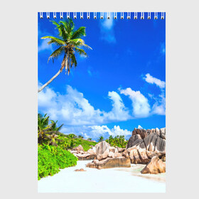 Скетчбук с принтом Сейшельские острова , 100% бумага
 | 48 листов, плотность листов — 100 г/м2, плотность картонной обложки — 250 г/м2. Листы скреплены сверху удобной пружинной спиралью | seychelles | восточная африка | индийский океан | каникулы | море | островное государство | отдых | отпуск | пальмы | песок | пляж | приключение | путешествие | рай | сейшелы | сейшельские острова | туризм