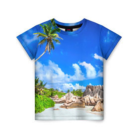 Детская футболка 3D с принтом Сейшельские острова , 100% гипоаллергенный полиэфир | прямой крой, круглый вырез горловины, длина до линии бедер, чуть спущенное плечо, ткань немного тянется | seychelles | восточная африка | индийский океан | каникулы | море | островное государство | отдых | отпуск | пальмы | песок | пляж | приключение | путешествие | рай | сейшелы | сейшельские острова | туризм