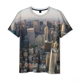 Мужская футболка 3D с принтом New York , 100% полиэфир | прямой крой, круглый вырез горловины, длина до линии бедер | america | new york | usa | америка | высотки | мегаполис | нью йорк | столица мира | сша | штаты