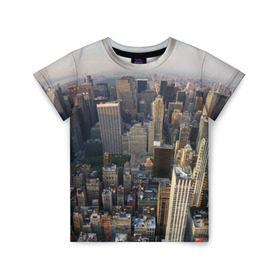Детская футболка 3D с принтом New York , 100% гипоаллергенный полиэфир | прямой крой, круглый вырез горловины, длина до линии бедер, чуть спущенное плечо, ткань немного тянется | america | new york | usa | америка | высотки | мегаполис | нью йорк | столица мира | сша | штаты