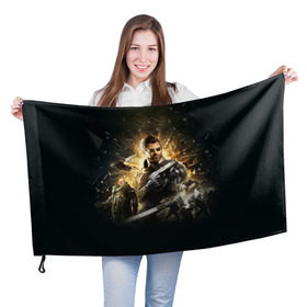 Флаг 3D с принтом Deus Ex: Mankind Divided , 100% полиэстер | плотность ткани — 95 г/м2, размер — 67 х 109 см. Принт наносится с одной стороны | deus ex | human revolution | mankind divided | адам дженсен | деус экс